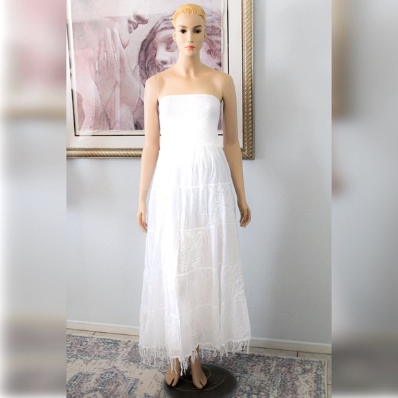 STRAPLESS BOHEMIAN COTTON MAXI DRESS - Picture 6 of 6